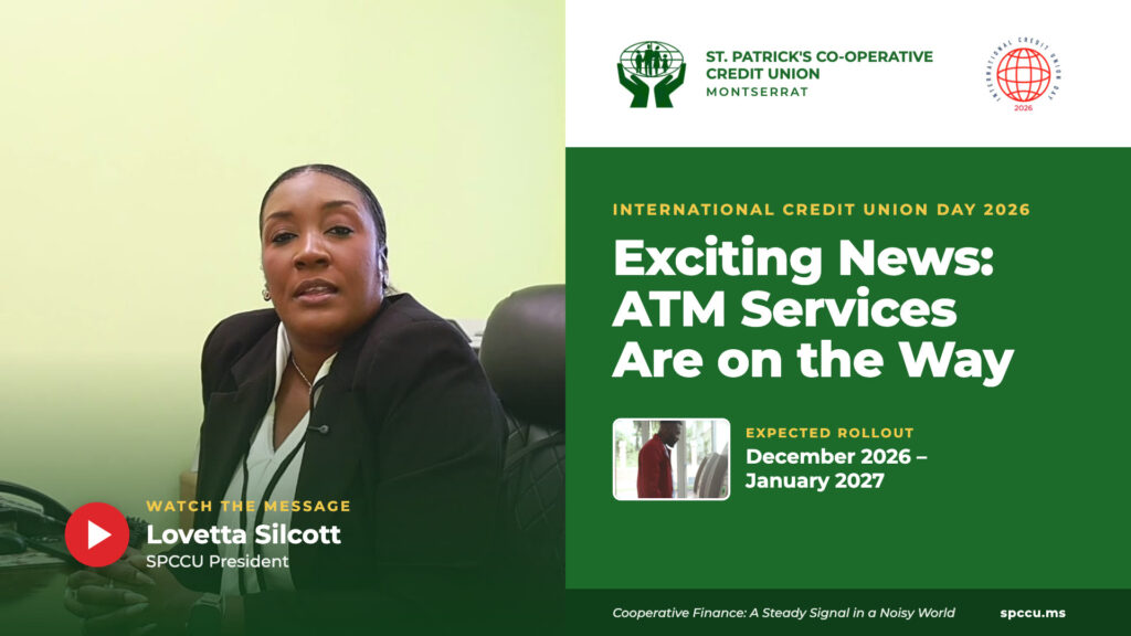 International Credit Union Day 2026 – SPCCU President Lovetta Silcott announces ATM services are on the way, with expected rollout December 2026 to January 2027