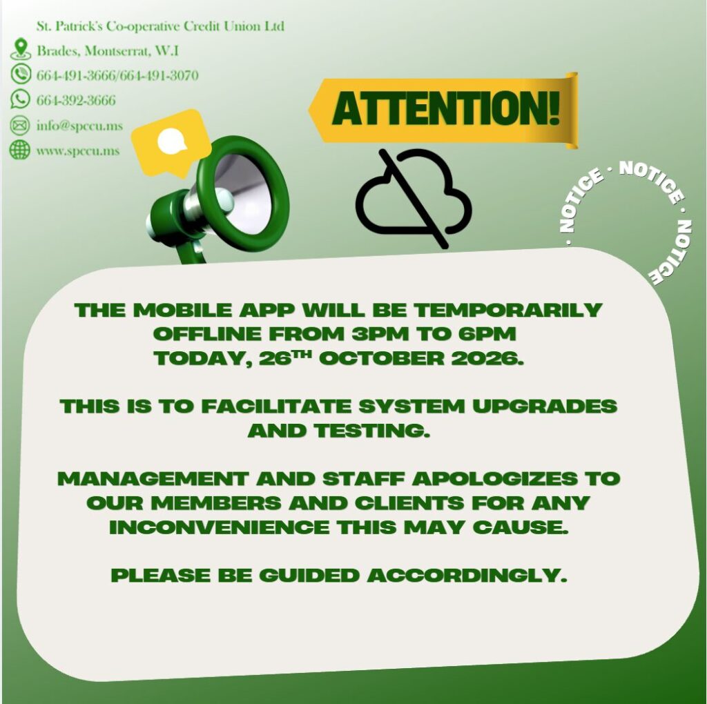 Notice: The SPCCU mobile app will be temporarily offline from 3PM to 6PM on Monday, 26th October 2026 for system upgrades and testing.